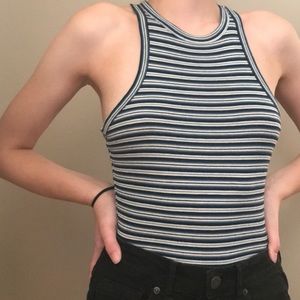 Aeropostale Striped Racerback Tank Top Blue/Black